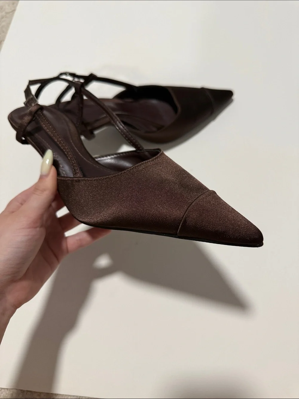 Women's Pointed Toe Slingback Heels in Dark Brown